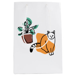 Sac Cadeau Moyen Chat et le plante