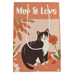 Sac Cadeau Moyen Chat mignon souriant personnalisé avec texte Mur &