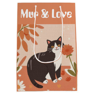 Sac Cadeau Moyen Chat mignon souriant personnalisé avec texte Mur &