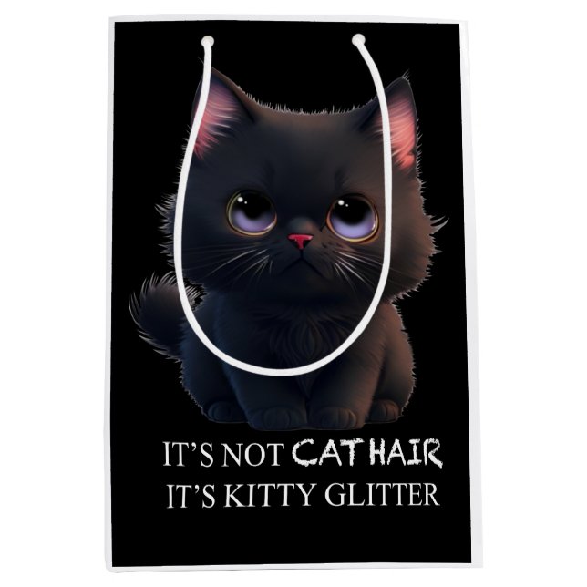 Sac Cadeau Moyen Chat noir moelleux (Devant)
