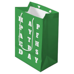 Sac Cadeau Moyen Château Vert Blanc Typographie Bonne Fête des père