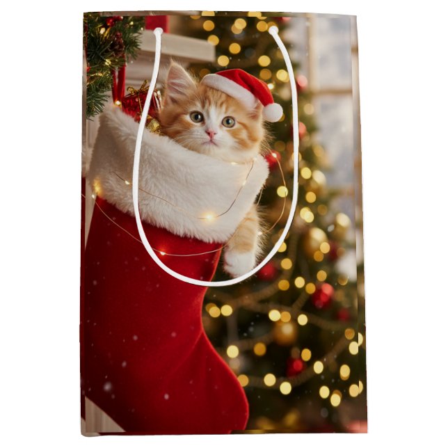 Sac Cadeau Moyen chaton noëls  (Devant)