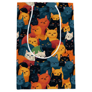 Sac Cadeau Moyen Chats colorés entassés par le sommeil