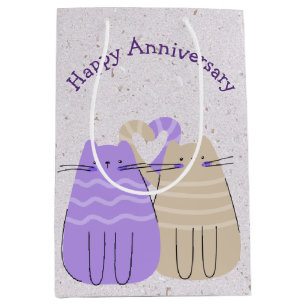 Sac Cadeau Moyen Chats d'anniversaire sur Terrazzo