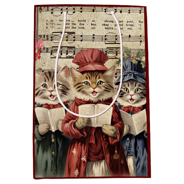 Sac Cadeau Moyen Chats de Noël (Devant)