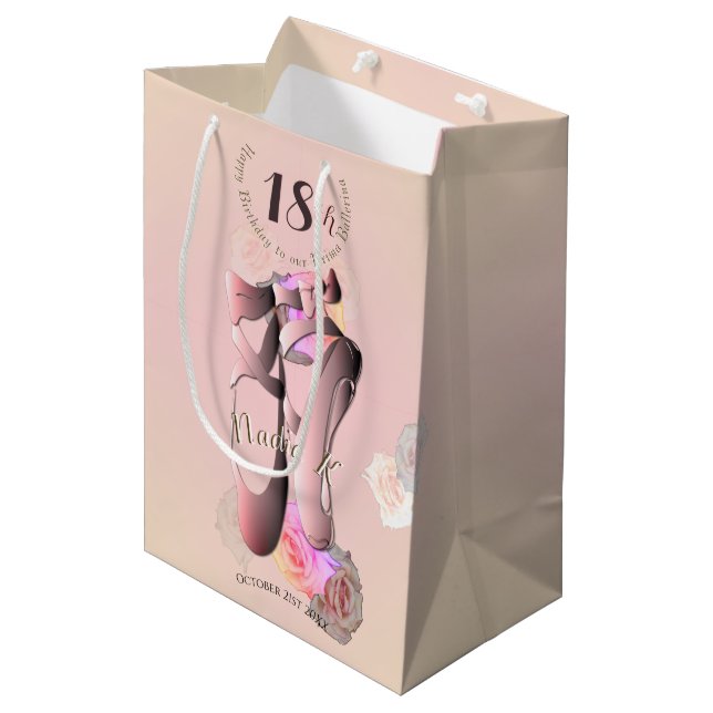 Sac Cadeau Moyen Chaussures Ballerina Pink Toe (Devant Angle)