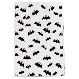 Sac Cadeau Moyen Chauves-souris avec chapeau de Père Noël