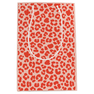 Sac Cadeau Moyen Cheetah Motif imprimé rouge