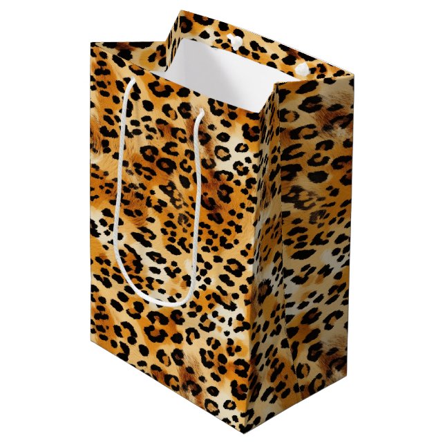 Sac Cadeau Moyen Cheetah ou Leopard Safari Animal Fur Prints (Devant Angle)