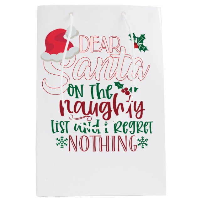 Sac Cadeau Moyen Cher Père Noël, je ne regrette rien (Devant)