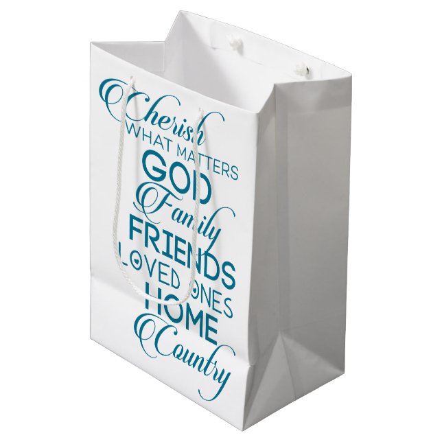 Sac Cadeau Moyen Chercher ce qui compte Turquoise (Devant Angle)