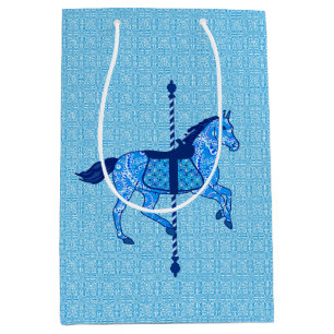 Sac Cadeau Moyen Cheval de carrousel - Cobalt et Sky Blue