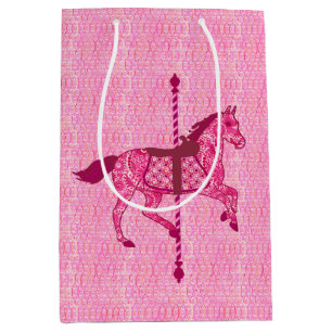 Sac Cadeau Moyen Cheval de carrousel - Fuchsia rose