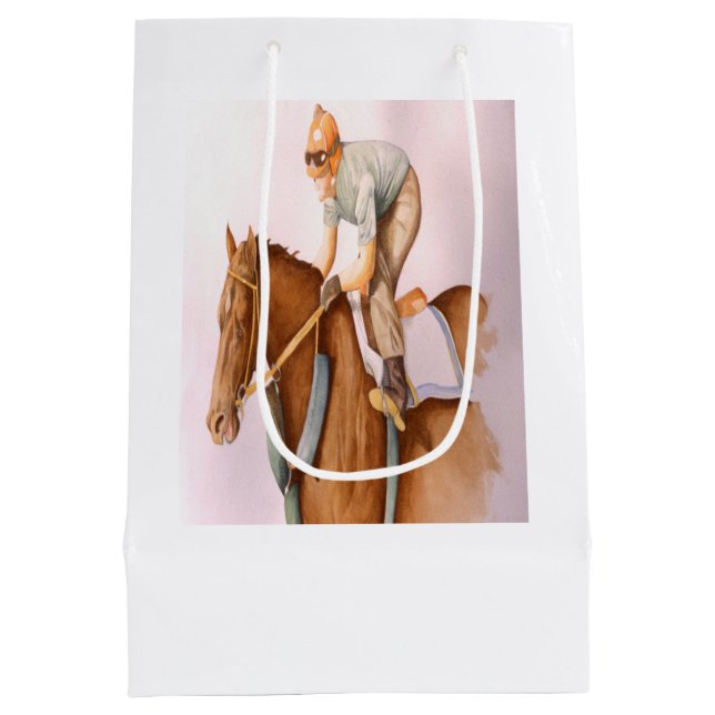 Sac Cadeau Moyen Cheval de course et Jockey (Dos)