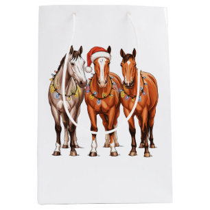 Sac Cadeau Moyen Chevaux de Noël Cowboy occidental Chapeau de Père