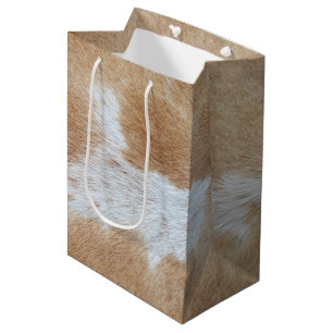 Sac Cadeau Moyen Cheveux de vache tan et blanc