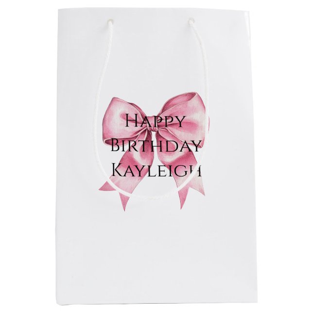Sac Cadeau Moyen Chic Girl Rose Bows Anniversaire (Devant)
