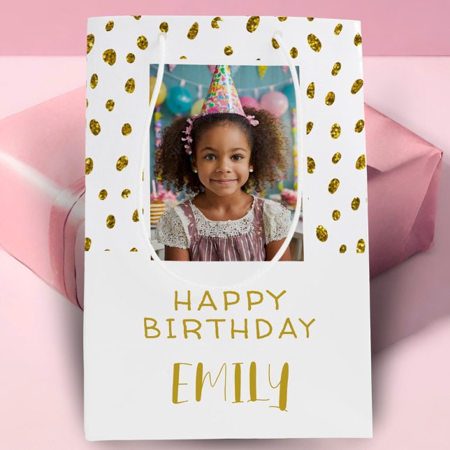Sac Cadeau Moyen Chic Gold Faux Parties scintillant Anniversaire En (Créateur téléchargé)