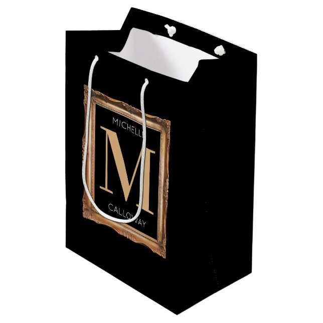 Sac Cadeau Moyen Chic Monogramme noir et or (Devant Angle)