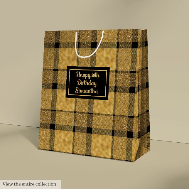 Sac Cadeau Moyen Chic Personalized Black Gold Minimalist Gift Bag (Chic Personalized Black Gold Minimalist Gift Bag)