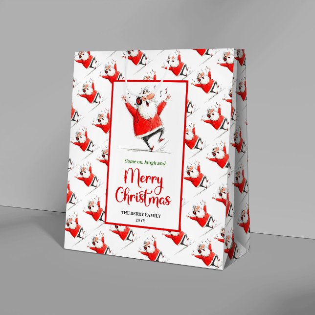 Sac Cadeau Moyen Chic quirky Santa Claus modern holiday gift bag  (Chic quirky Santa Claus modern holiday gift bag art)