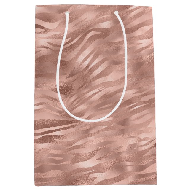 Sac Cadeau Moyen Chic rose zèbre rayures (Devant)