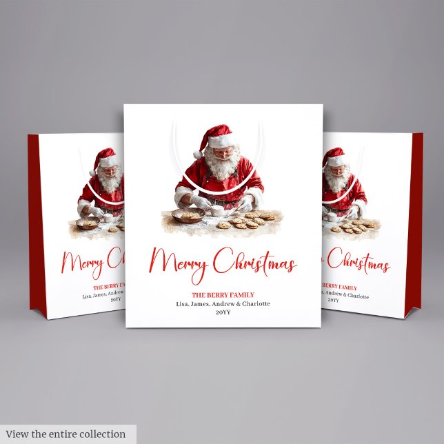 Sac Cadeau Moyen Chic Santa Claus Trendy Editable Christmas Bags (Chic Santa Claus Trendy Editable Christmas Gift Bag)