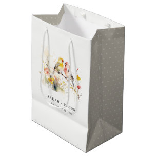 Sac Cadeau Moyen Chic Wild Botanical Aquarelle Inséparables Mariage