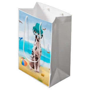 Sac Cadeau Moyen Chien Dalmation sur la plage