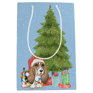 Sac Cadeau Moyen Chien de Noël en lambeaux à crampons