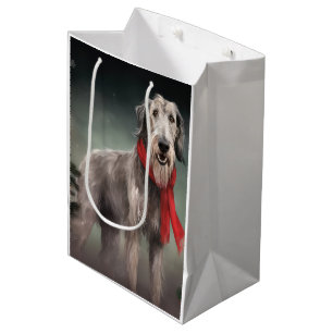 Sac Cadeau Moyen Chien de Wolfhound à Noël de neige