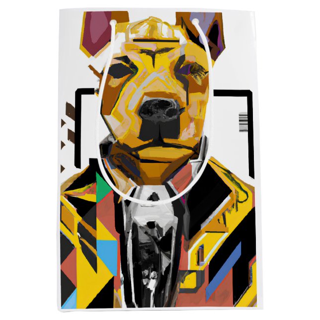 Sac Cadeau Moyen Chien portant un costume : Art numérique (Devant)