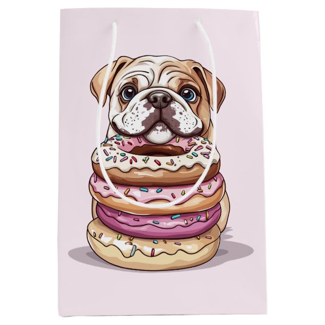 Sac Cadeau Moyen Chiens de taureau anglais saupoudrés de beignets (Devant)