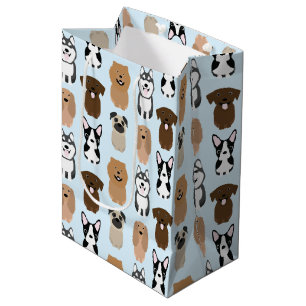 Sac Cadeau Moyen Chiens mignons, Carlin, Boston, Lab, Chow, Husky, 