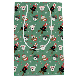 Sac Cadeau Moyen Chiens Schnauzer de Noël