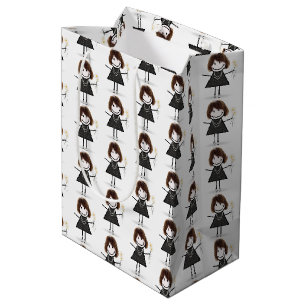 Sac Cadeau Moyen Chiffre À Bâtons Fille Avec Marguerites
