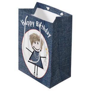 Sac Cadeau Moyen Chiffre Anniversaire Fille Sur Denim
