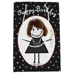 Sac Cadeau Moyen Chiffre Anniversaire Fille Sur Pois