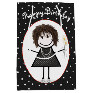 Sac Cadeau Moyen Chiffre Anniversaire Fille Sur Pois
