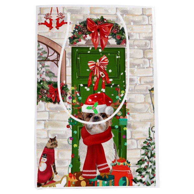 Sac Cadeau Moyen Chih Tzu Chien Noël (Devant)