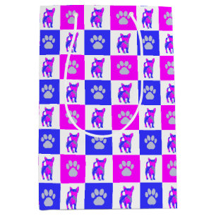 Sac Cadeau Moyen Chihuahua Chig & Paw Hot Pink & Blue