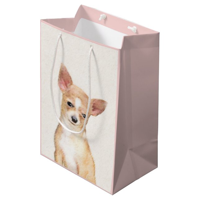 Sac Cadeau Moyen Chihuahua Peinture - Cute Original Chien Art (Devant Angle)