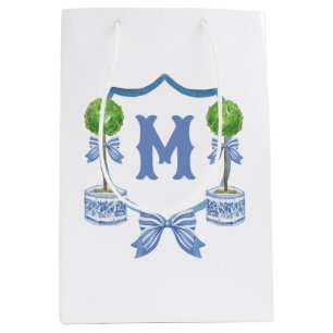 Sac Cadeau Moyen Chinoiserie Aquarelle Bow Topior Monogramme Crest