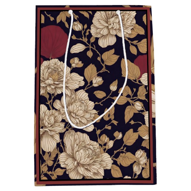 Sac Cadeau Moyen Chinoiserie Florals (Devant)