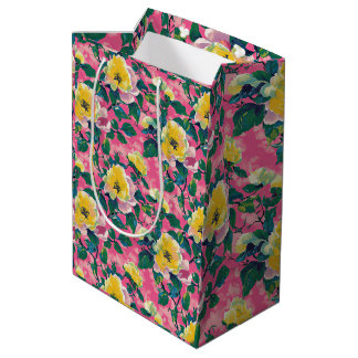 Sac Cadeau Moyen Chinoiserie rose peint Floral