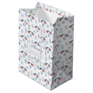 Sac Cadeau Moyen Chinoiserie Rouge Blanc Bleu Merci du mariage