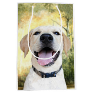 Sac Cadeau Moyen Chiot jaune heureux de laboratoire