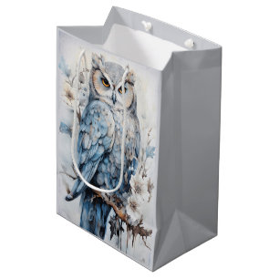 Sac Cadeau Moyen Chouette Bleue En Filiale Noël