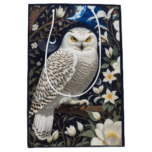 Sac Cadeau Moyen Chouette neigeuse Moonlight Moonflowers