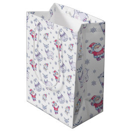 Sac Cadeau Moyen Christmas Gift Bags with Santas, Reindeers & Bears